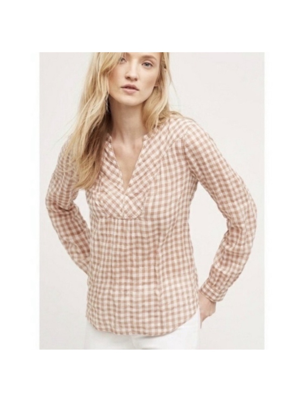 Anthropologie Holding Horses Gingham Blouse Sz 10